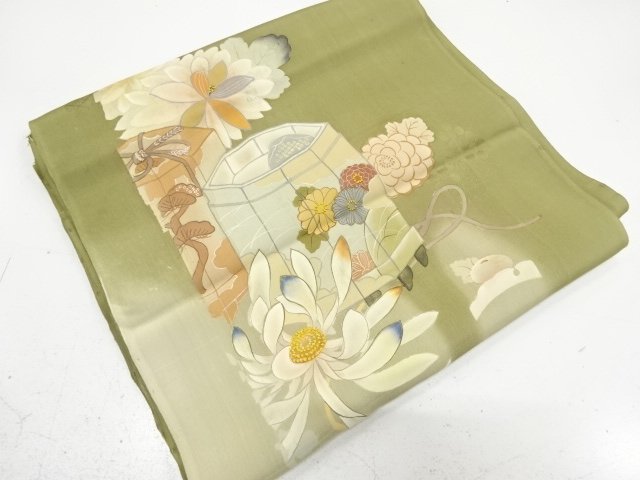 JAPANESE KIMONO / ANTIQUE KIMONO / SILK / MON KINSHA / EMBROIDERY / KIKU